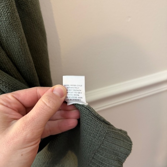 MABLE Knit Wrap Midi Dress Green Long Sleeve Belted V Neck Women - Picture 6 of 6